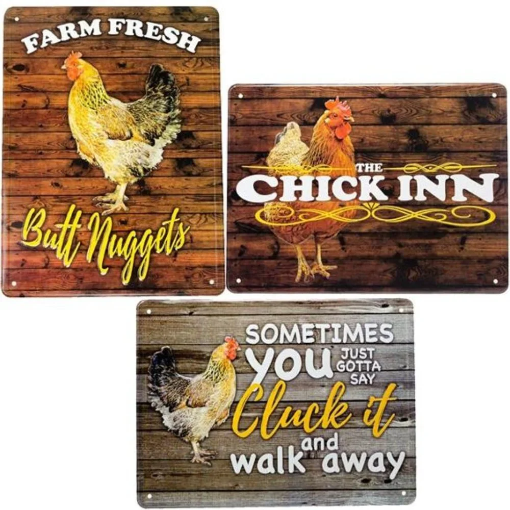 3PACK, 8X12 Aluminum tin Chicken Signs|Chicken coop Supplies |Chicken Coop Decor